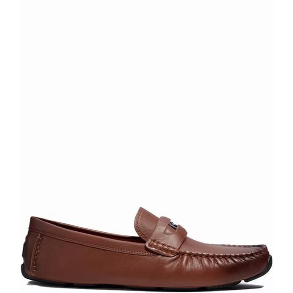 Coach C Coin Signature Drivers Men's 7 D Saddle Tan Brown Leather Loafers C8897 - Picture 2 of 5